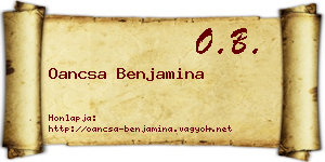 Oancsa Benjamina névjegykártya